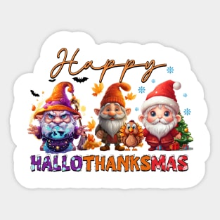 Happy Hallothanksmas Gnomes #3 Sticker